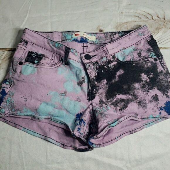 𝅺girls Levi's Bright Paint Splatter Summer Shorts - Picture 1 of 8